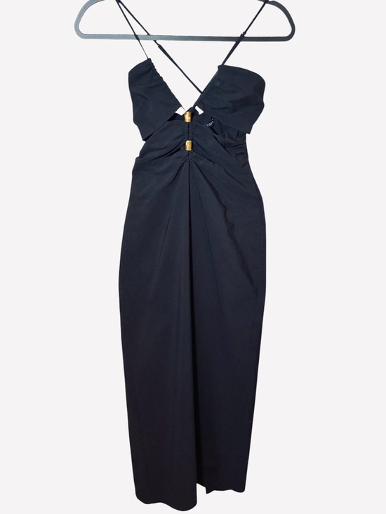 ZARA Black Cut-Out Midi Dress with Appliqué Bloggers Favourite Maxi Summer - Picture 4 of 16